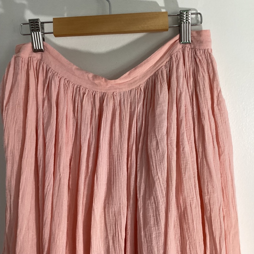 Y2K ESPIRIT WOMANS 11/12  COTTON CRINKLED MIDI SKIRT PEACH LIGHT COLOR - Picture 4 of 9
